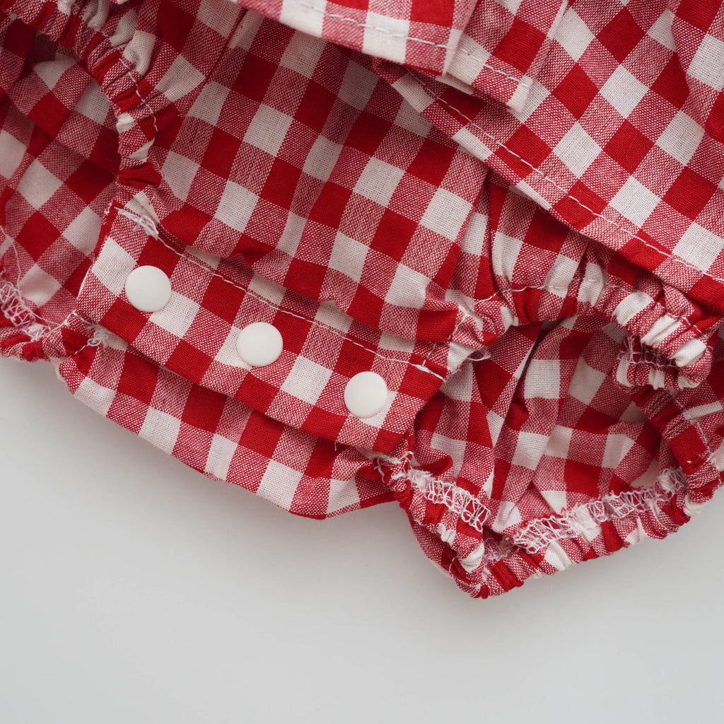 Kitty Apple Checkered Romper