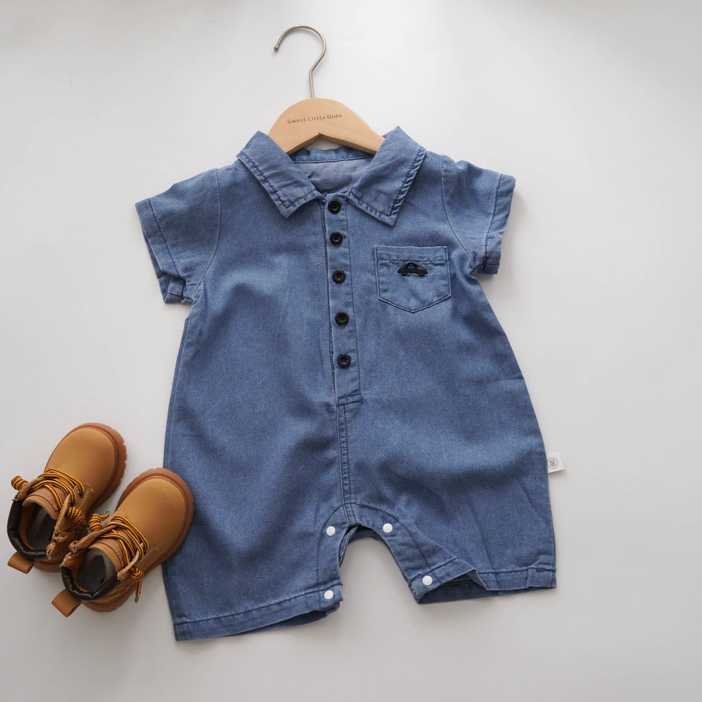 Denim Buttoned Car Overall