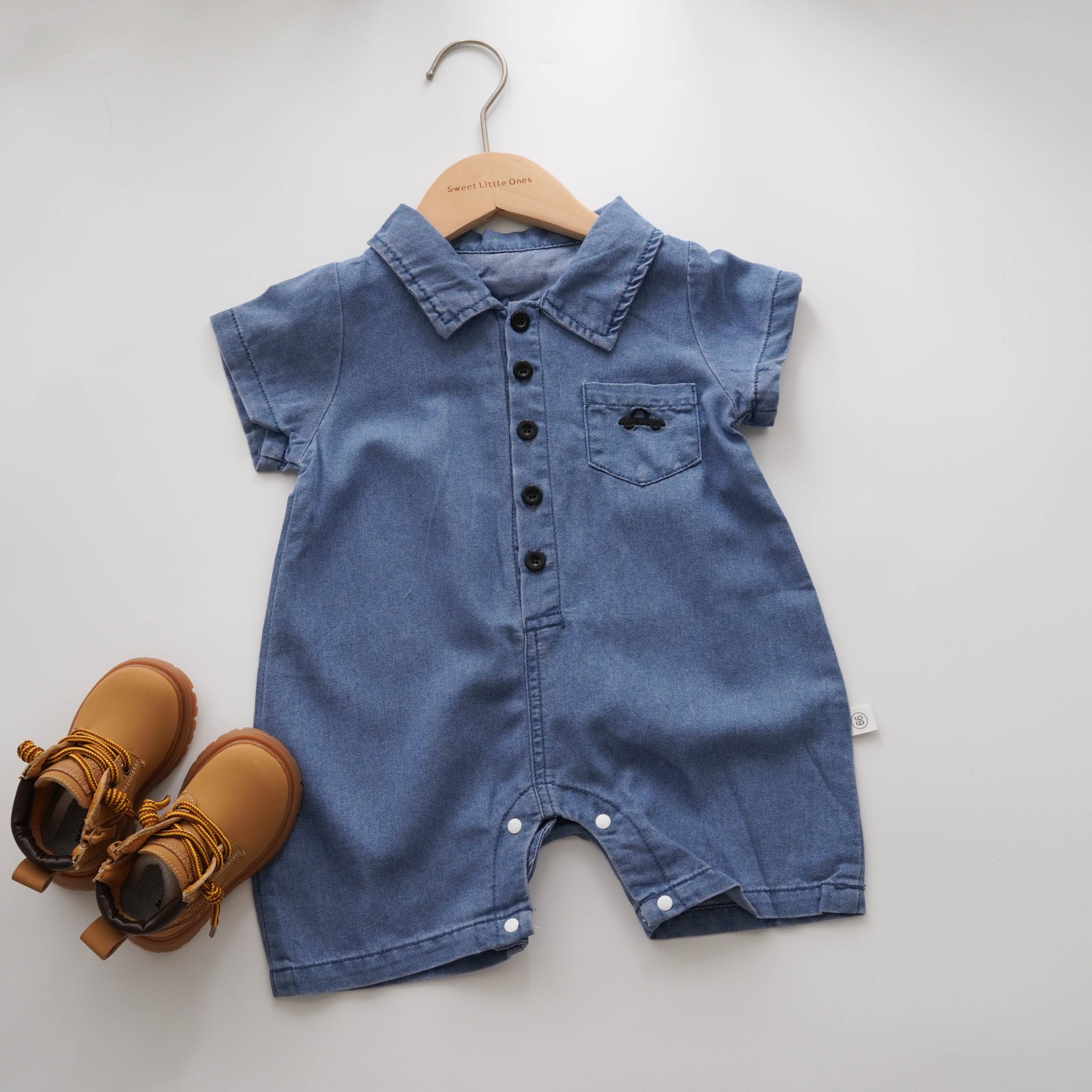 Denim Buttoned Car Overall