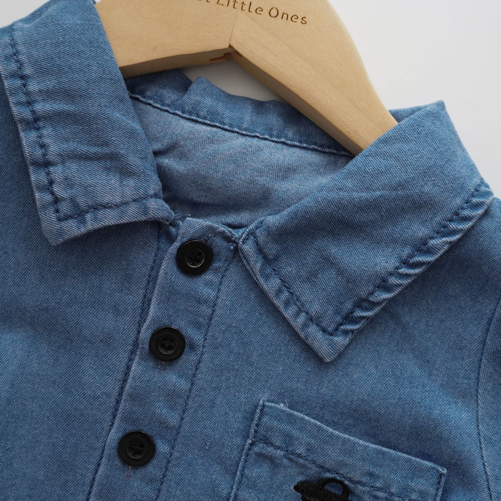 Denim Buttoned Car Overall