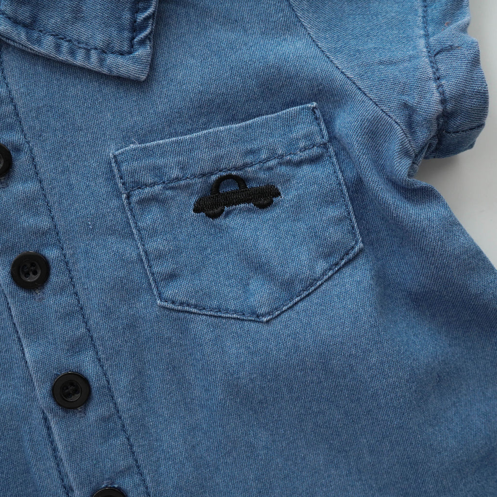 Denim Buttoned Car Overall