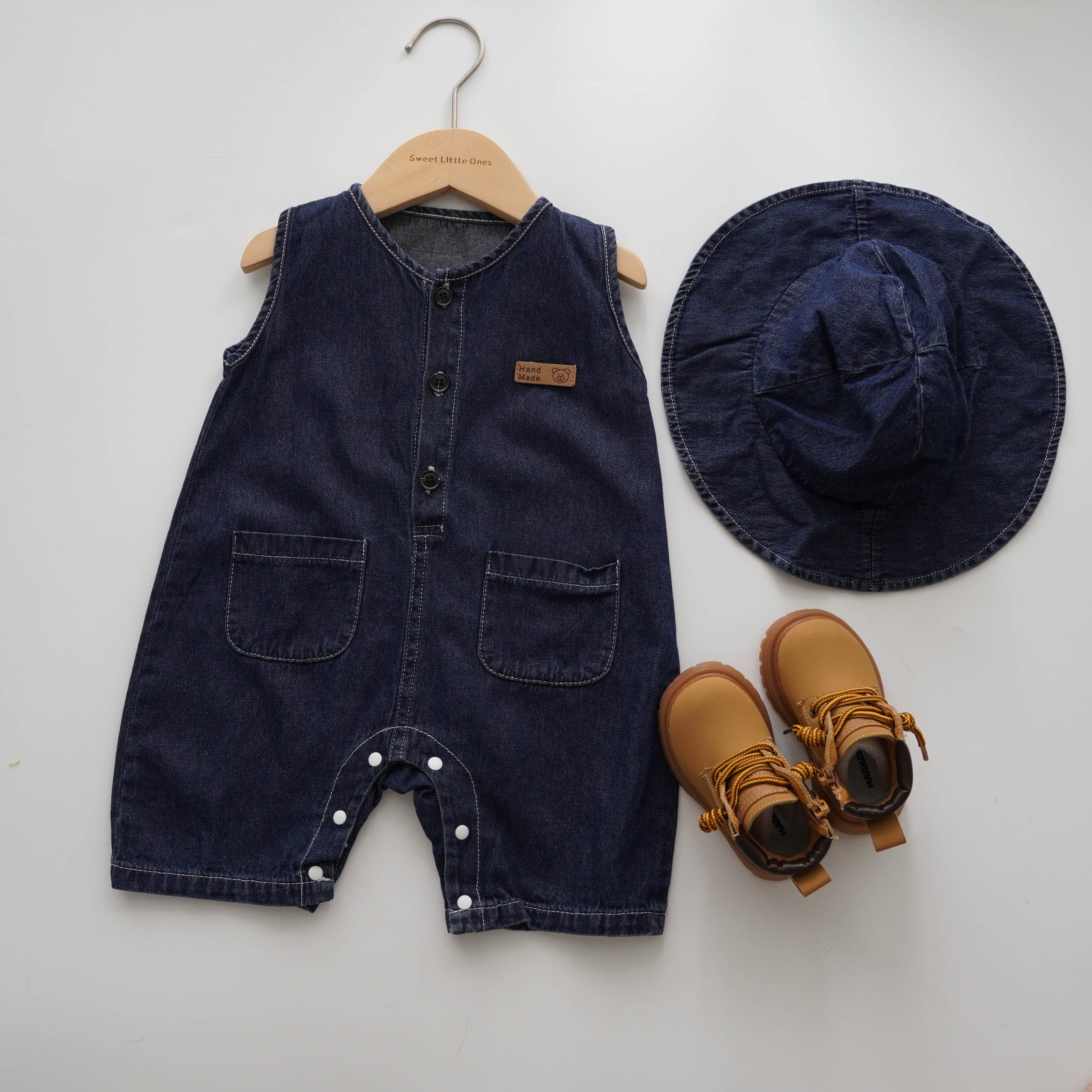 Casual Denim Overall with Hat