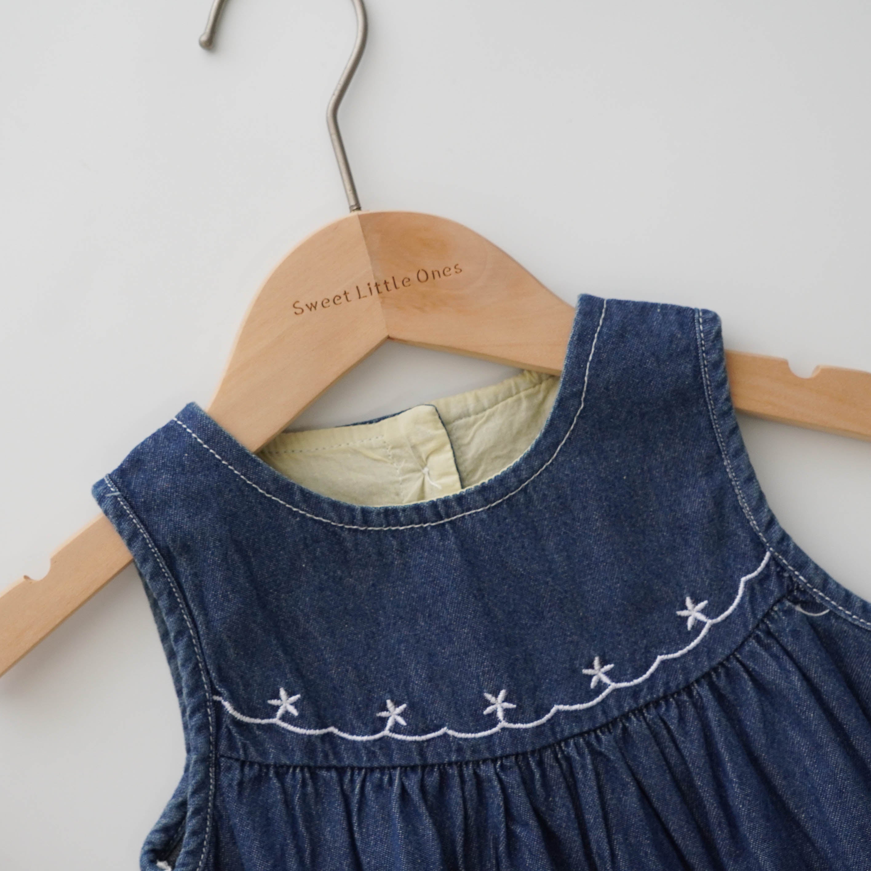 Embroidery Details Denim Romper (Size 90)