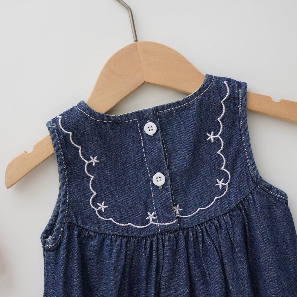 Embroidery Details Denim Romper (Size 90)