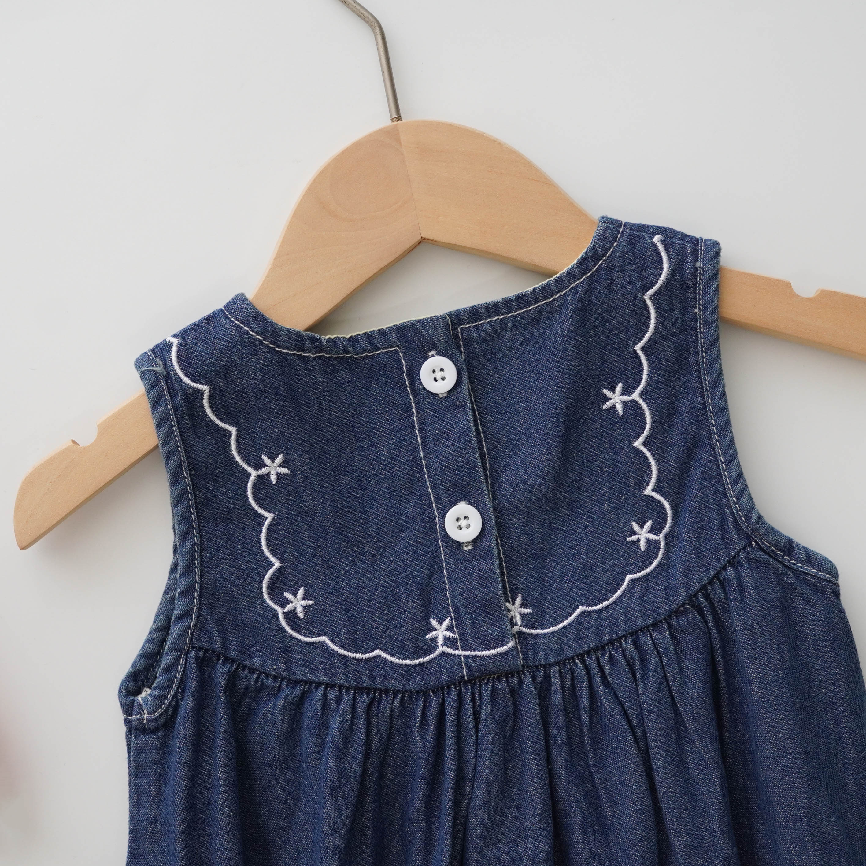 Embroidery Details Denim Romper (Size 90)