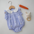 Ruffled Sleeves Flower Romper in Blue