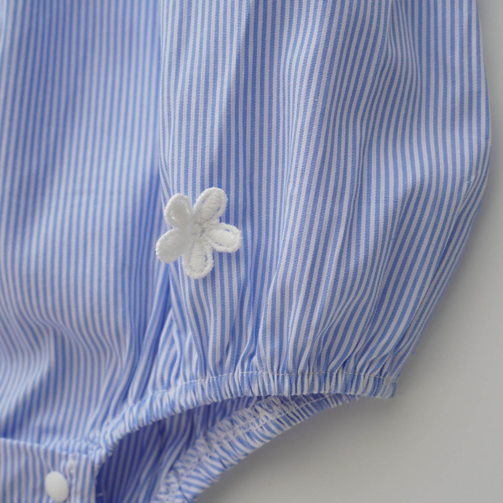 Ruffled Sleeves Flower Romper in Blue