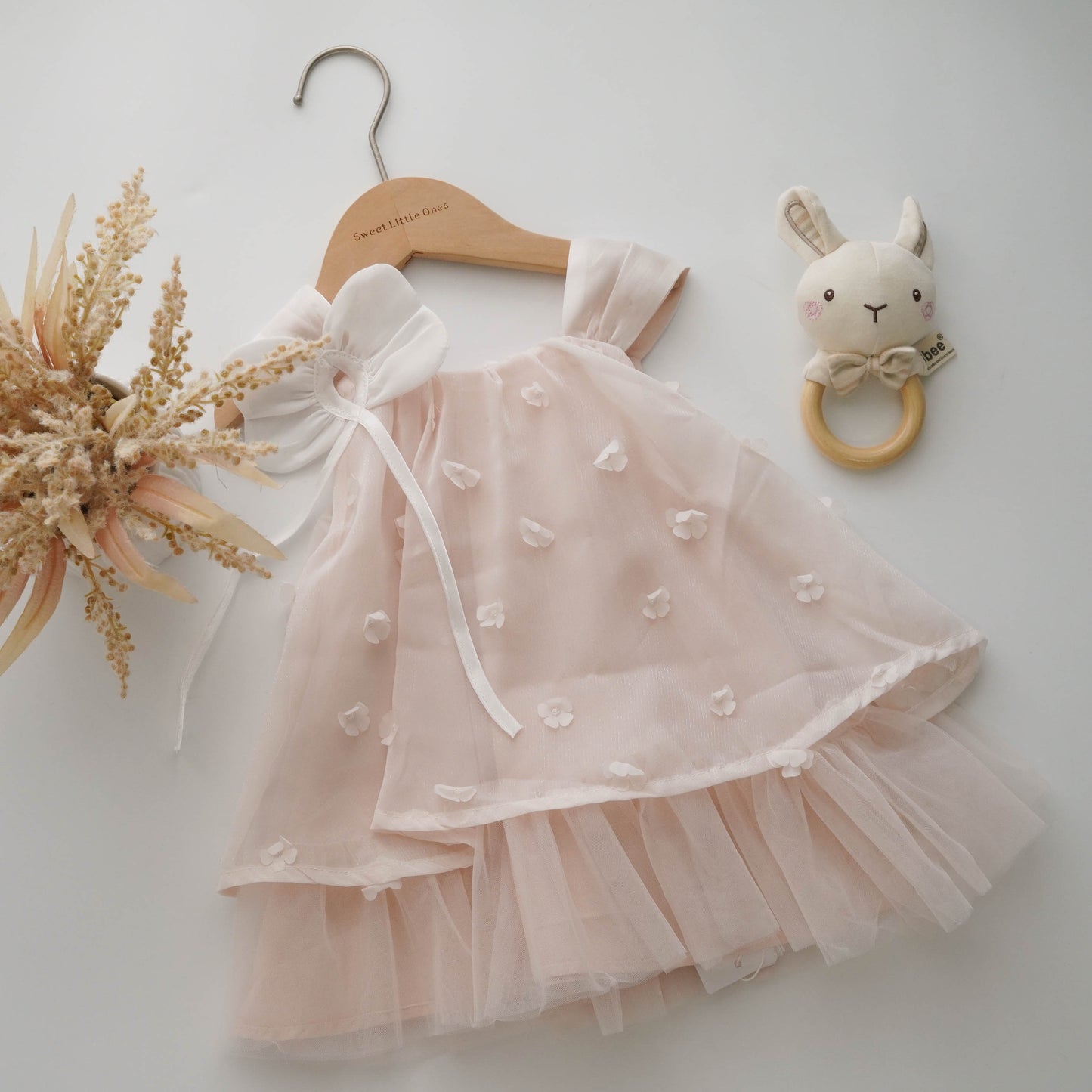 Elegant 3D Flower Pink Dress