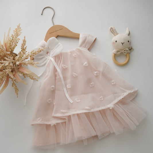 Elegant 3D Flower Pink Dress