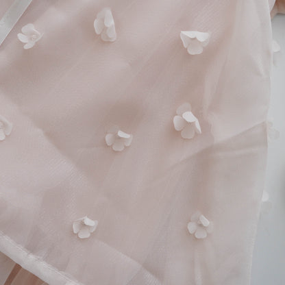 Elegant 3D Flower Pink Dress