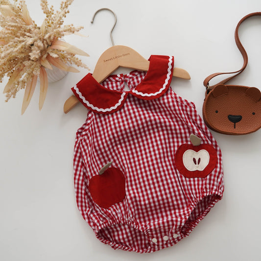 Checkered Apple Romper