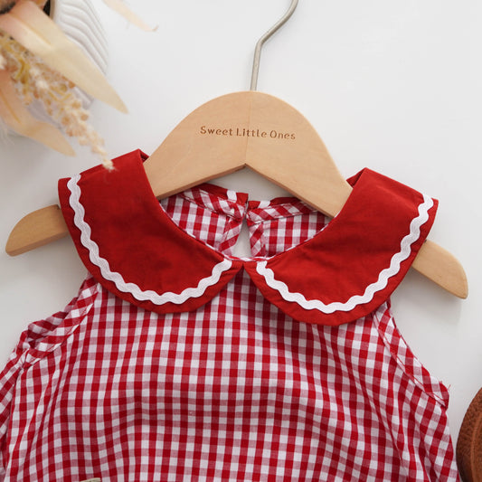 Checkered Apple Romper