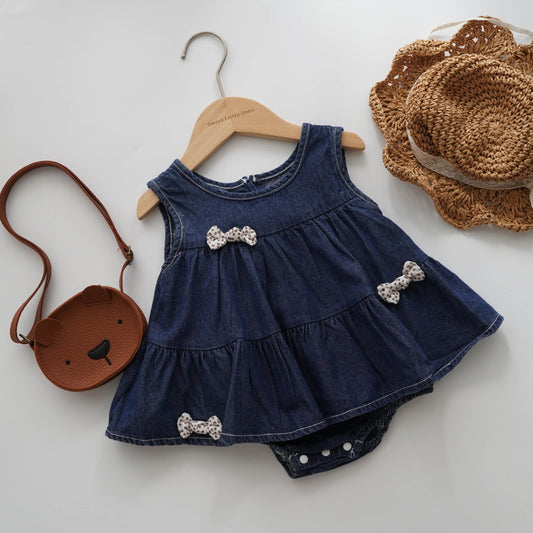 Ribbon Denim Romper