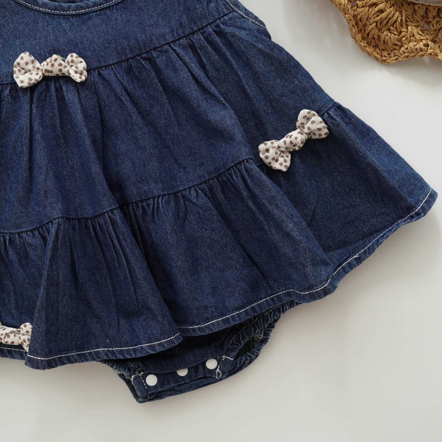 Ribbon Denim Romper