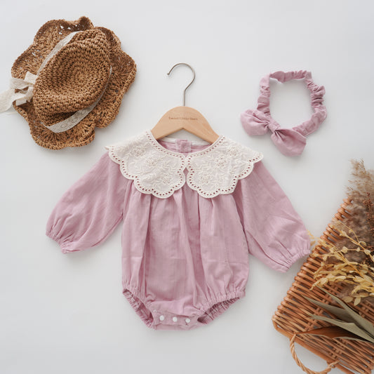 Long Sleeves Lacey Sister Matching Romper