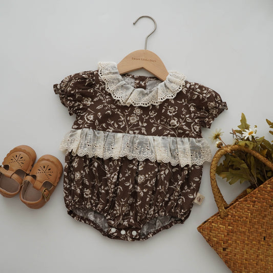Floral Vintage Brown Romper