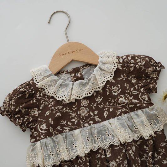 Floral Vintage Brown Romper