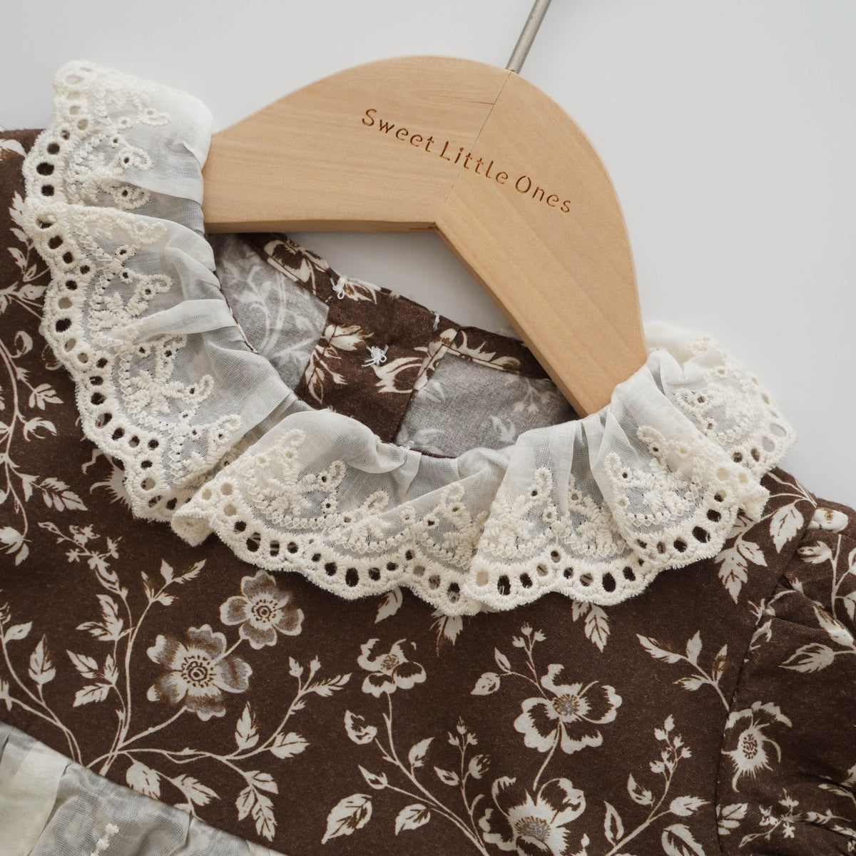 Floral Vintage Brown Romper (Size 90)