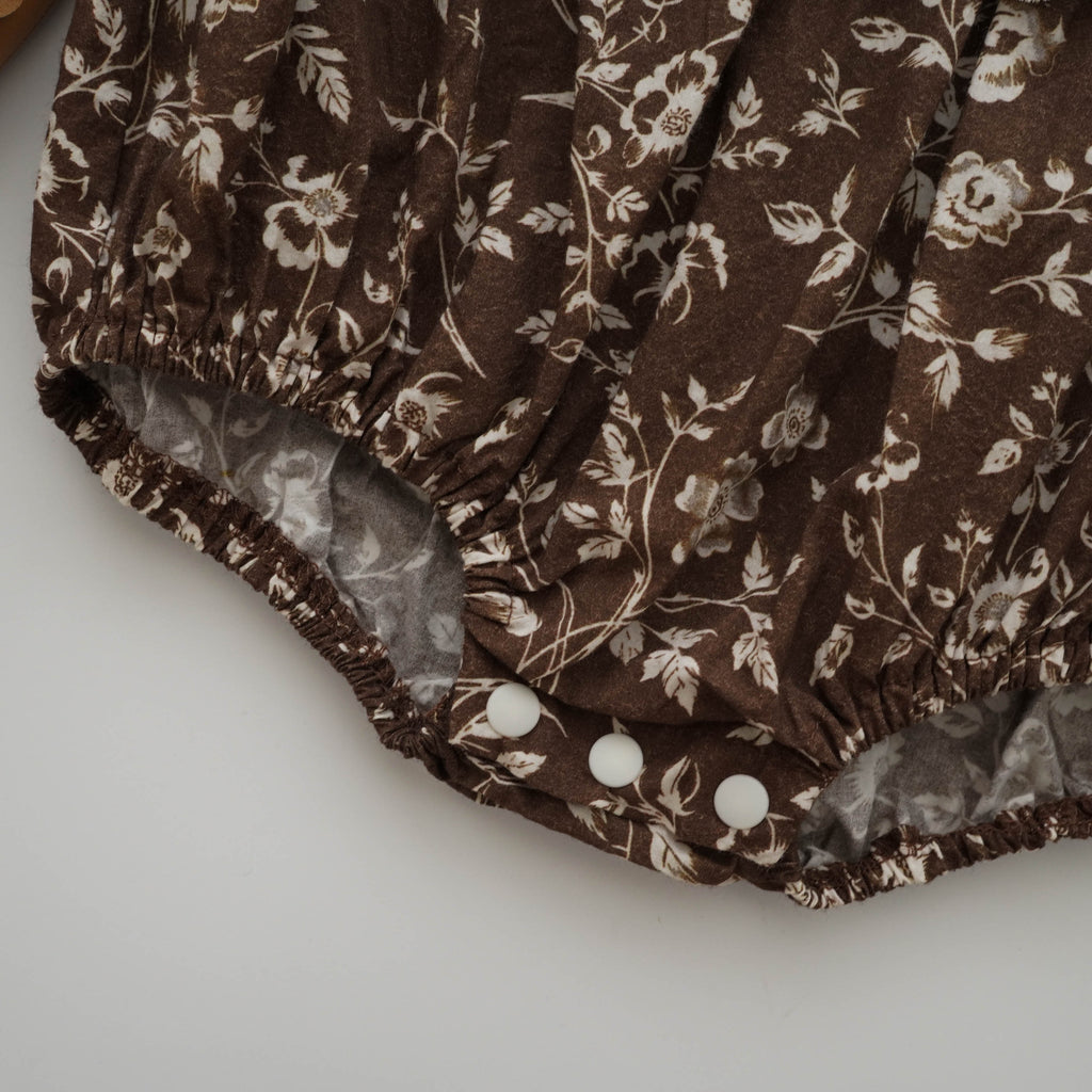 Floral Vintage Brown Romper (Size 90)