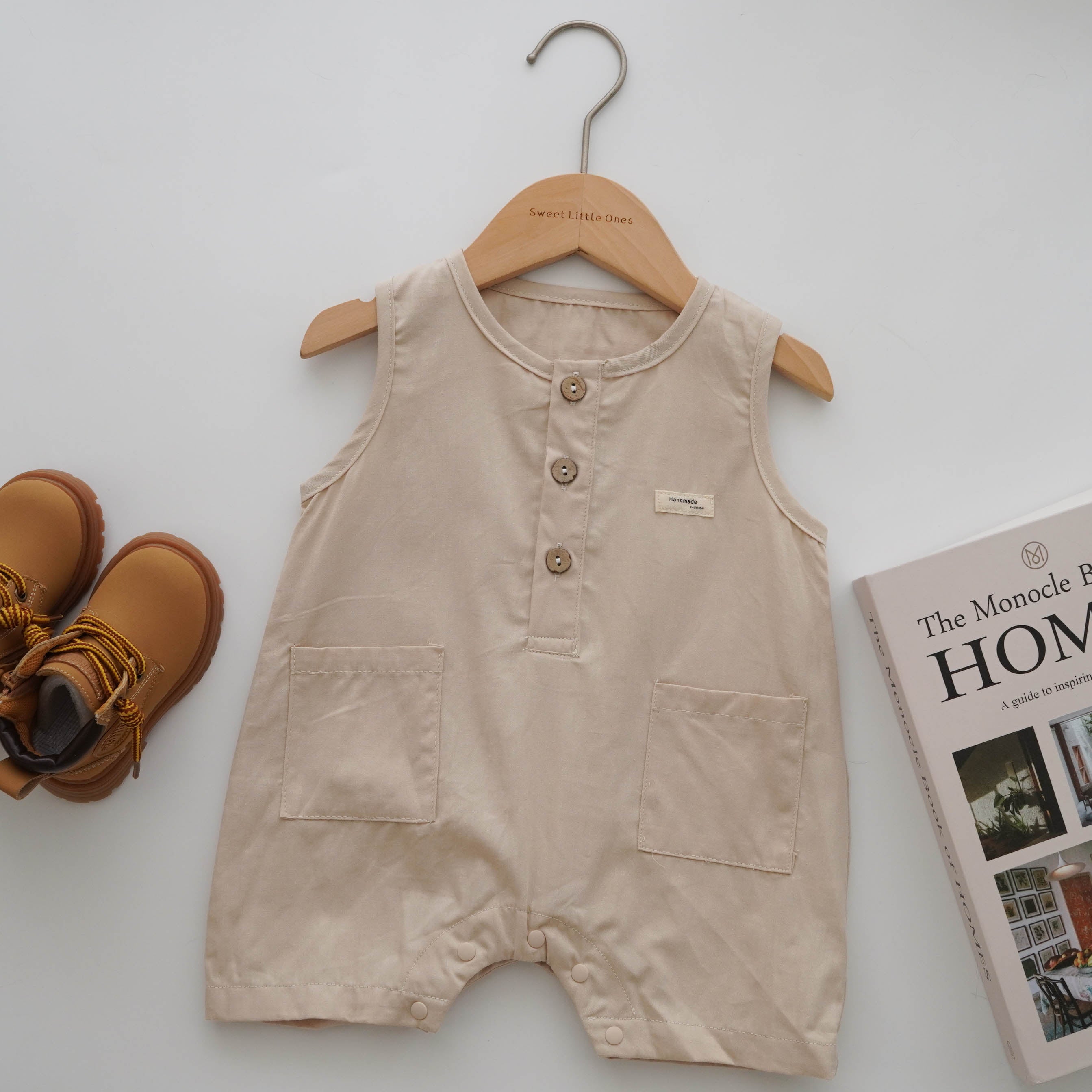 Buttoned Overall in Beige
