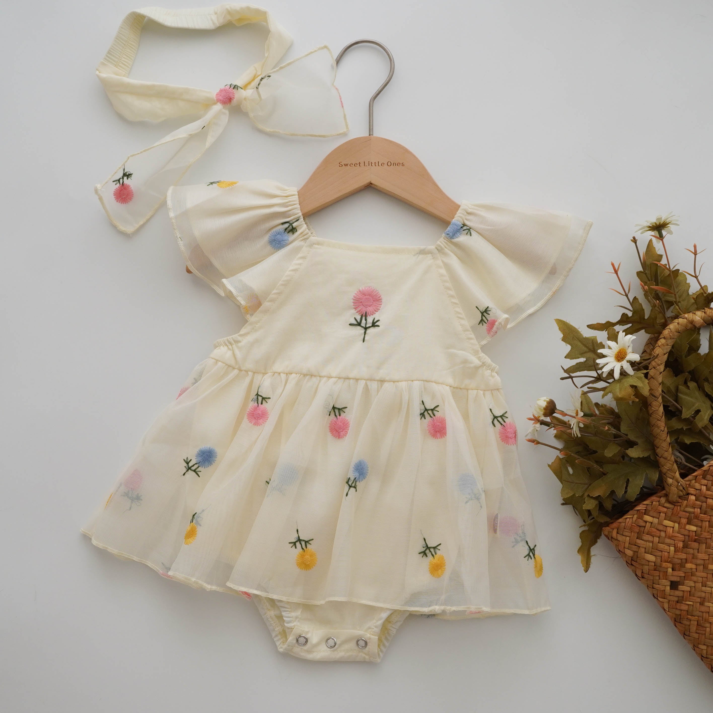 Summer Embroidery Baby Romper