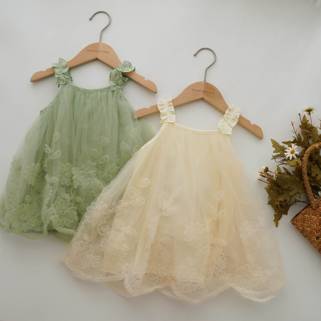 Flower Mesh Details Dress