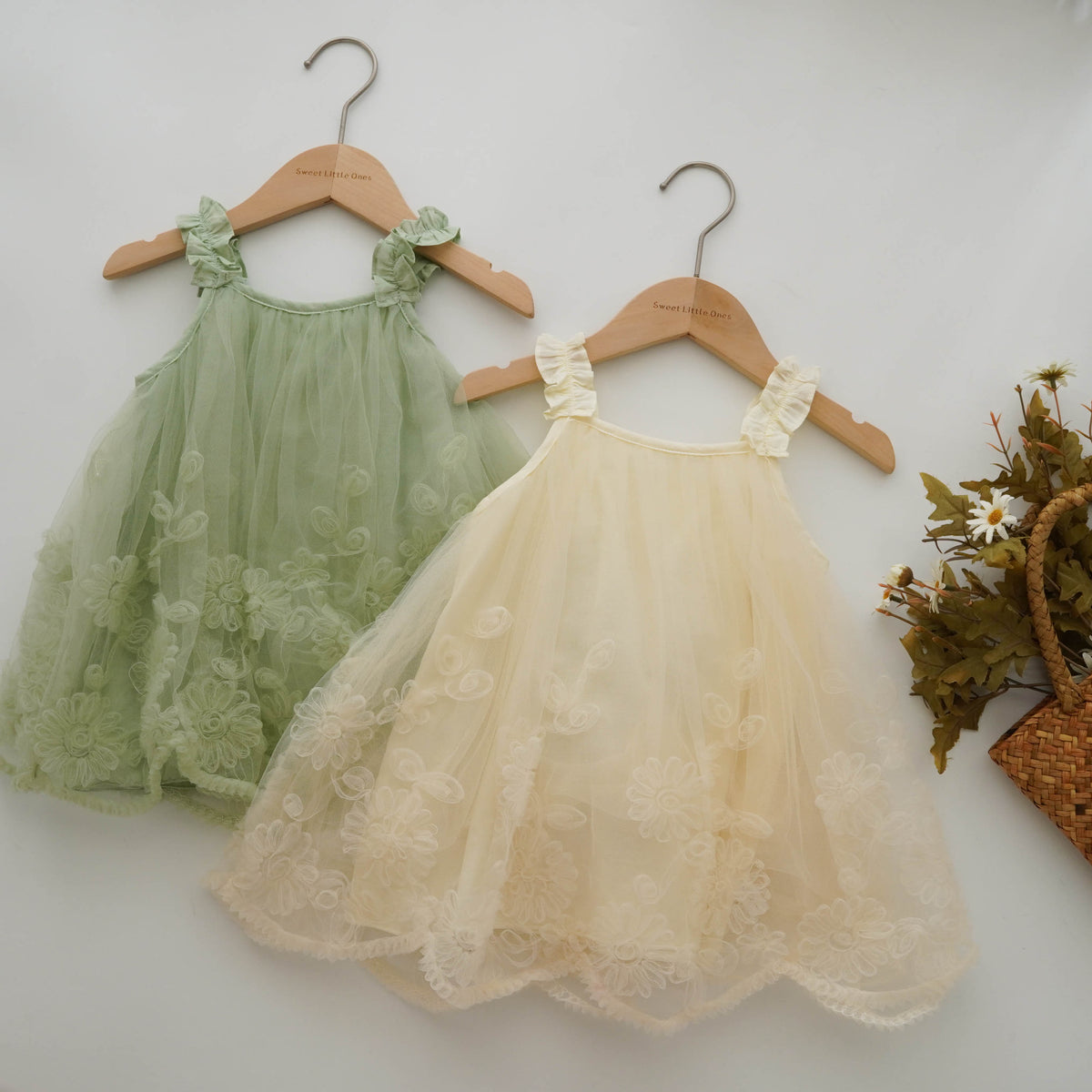 Flower Mesh Details Dress