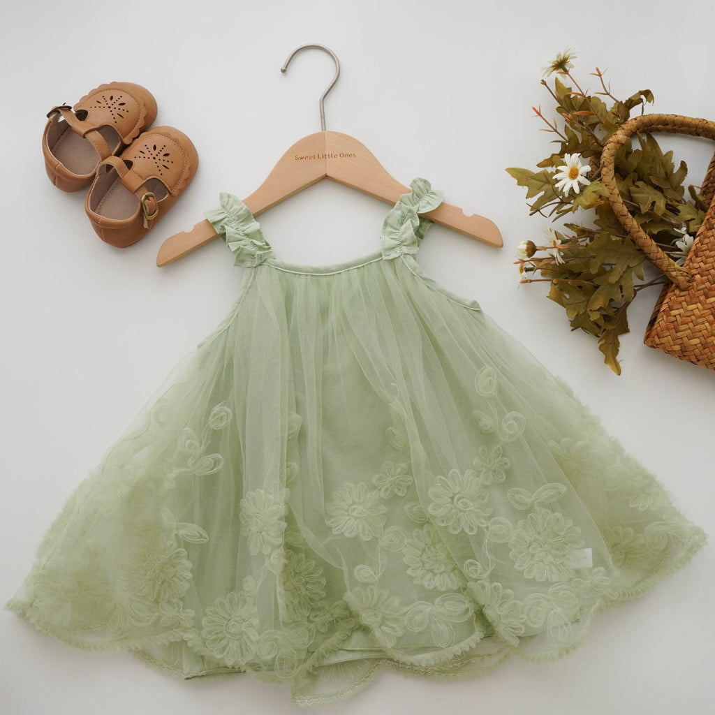 Flower Mesh Details Dress
