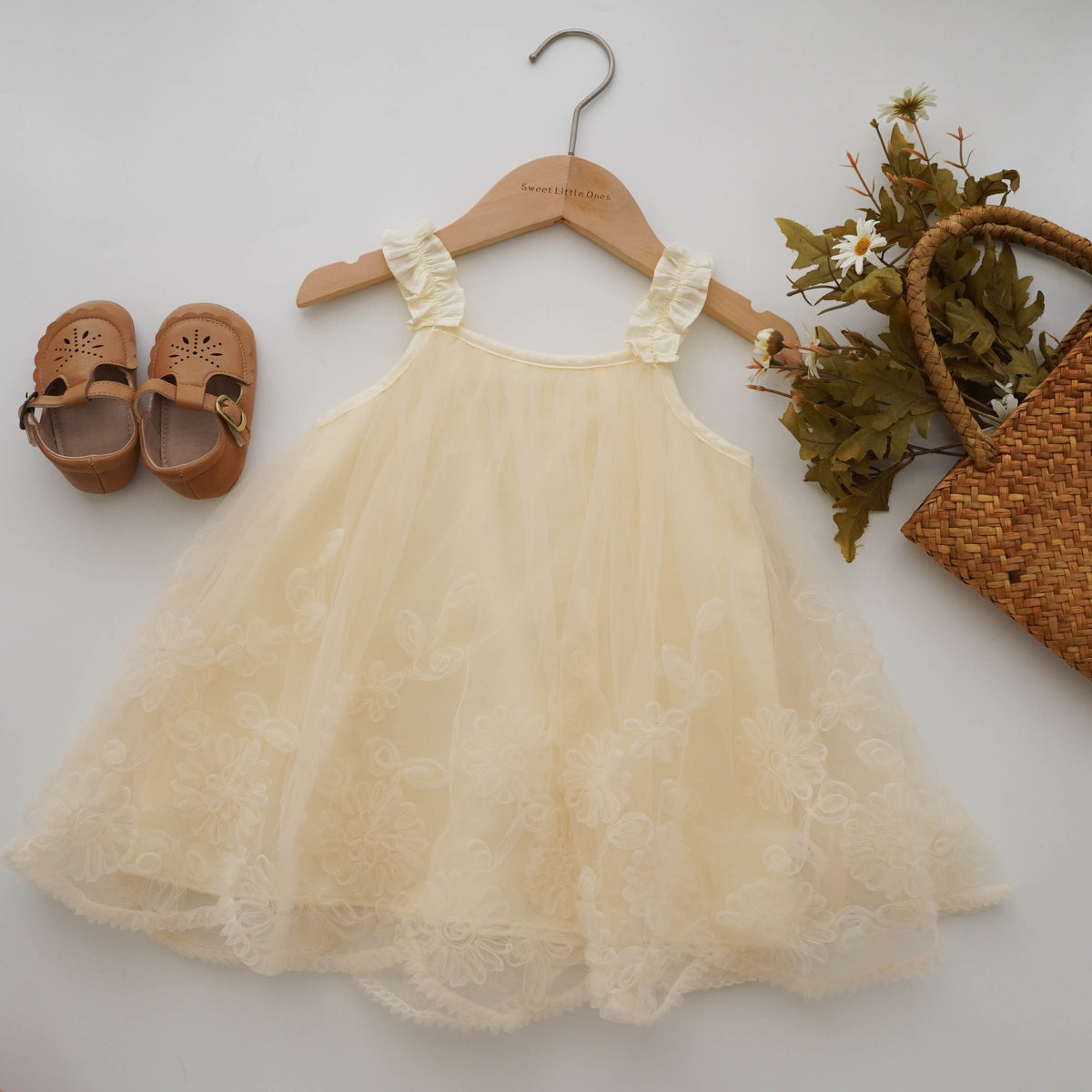 Flower Mesh Details Dress