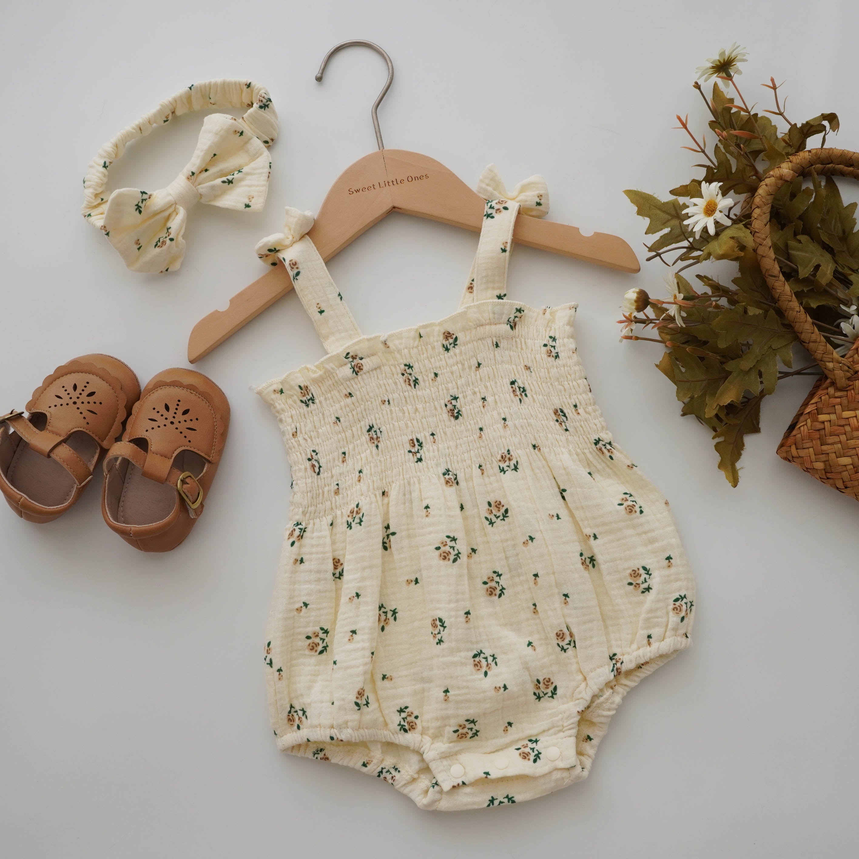 Cotton Casual Romper with Hairband