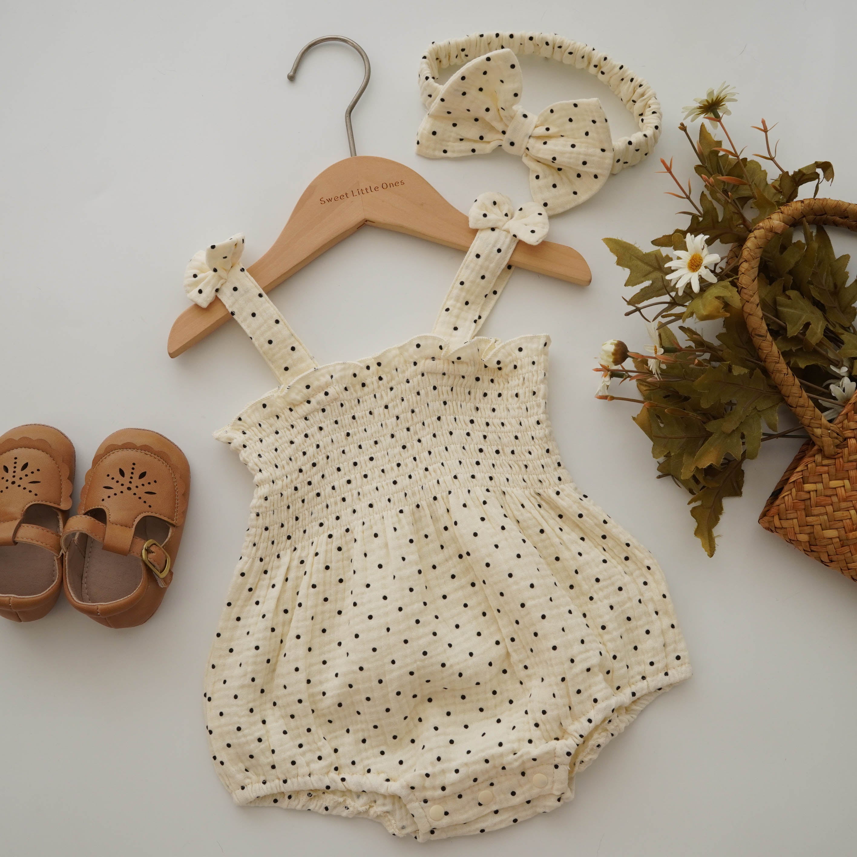 Cotton Casual Romper with Hairband