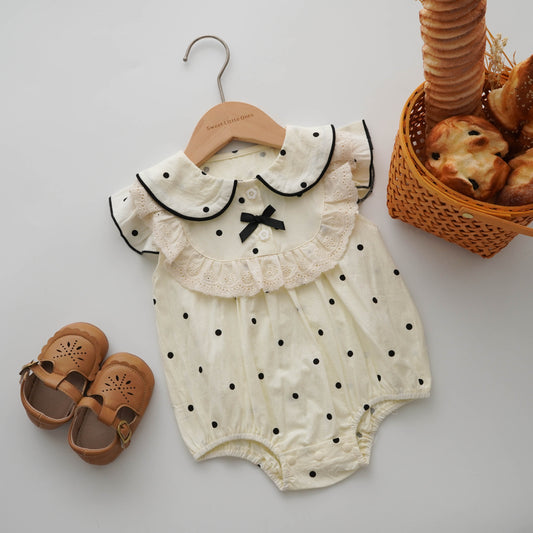 Polka Dot Buttoned Romper