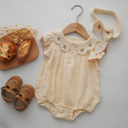 Cherry Cotton Romper with Hairband