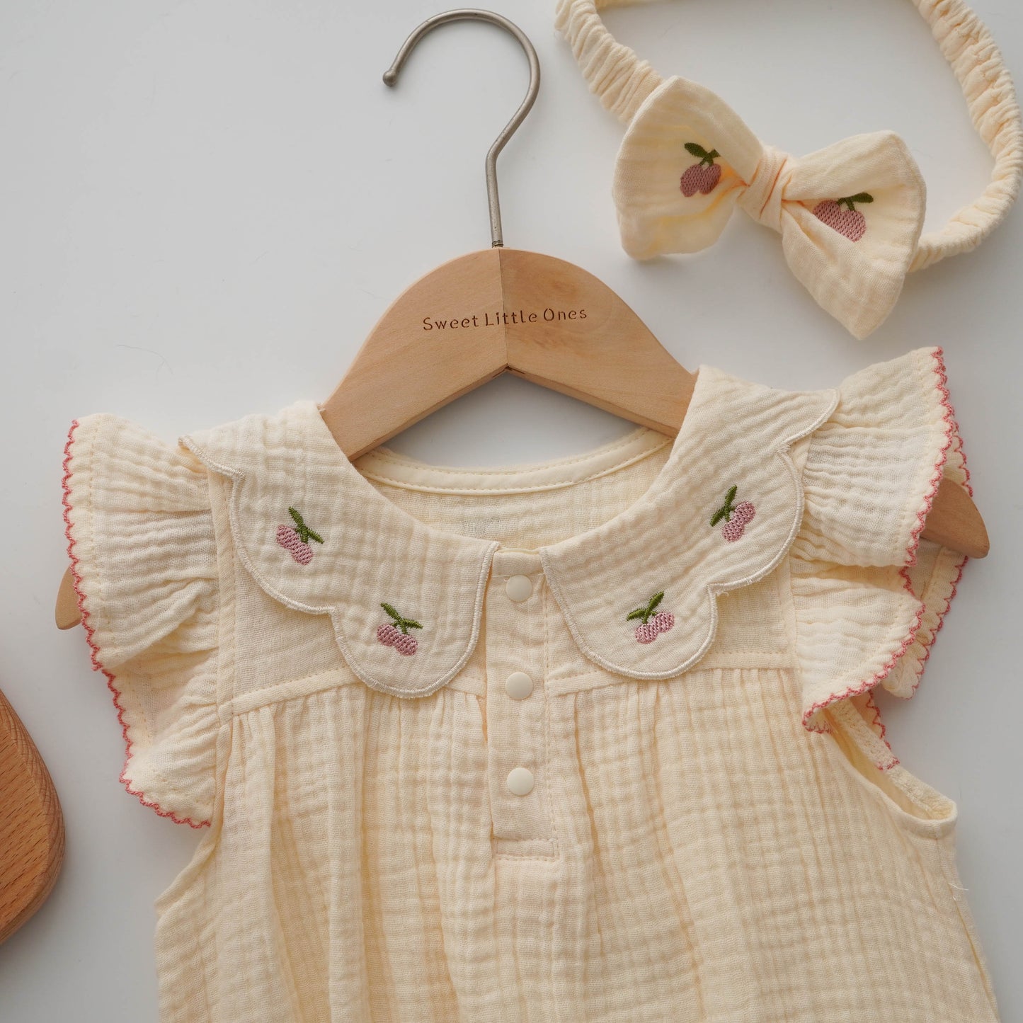 Cherry Cotton Romper with Hairband