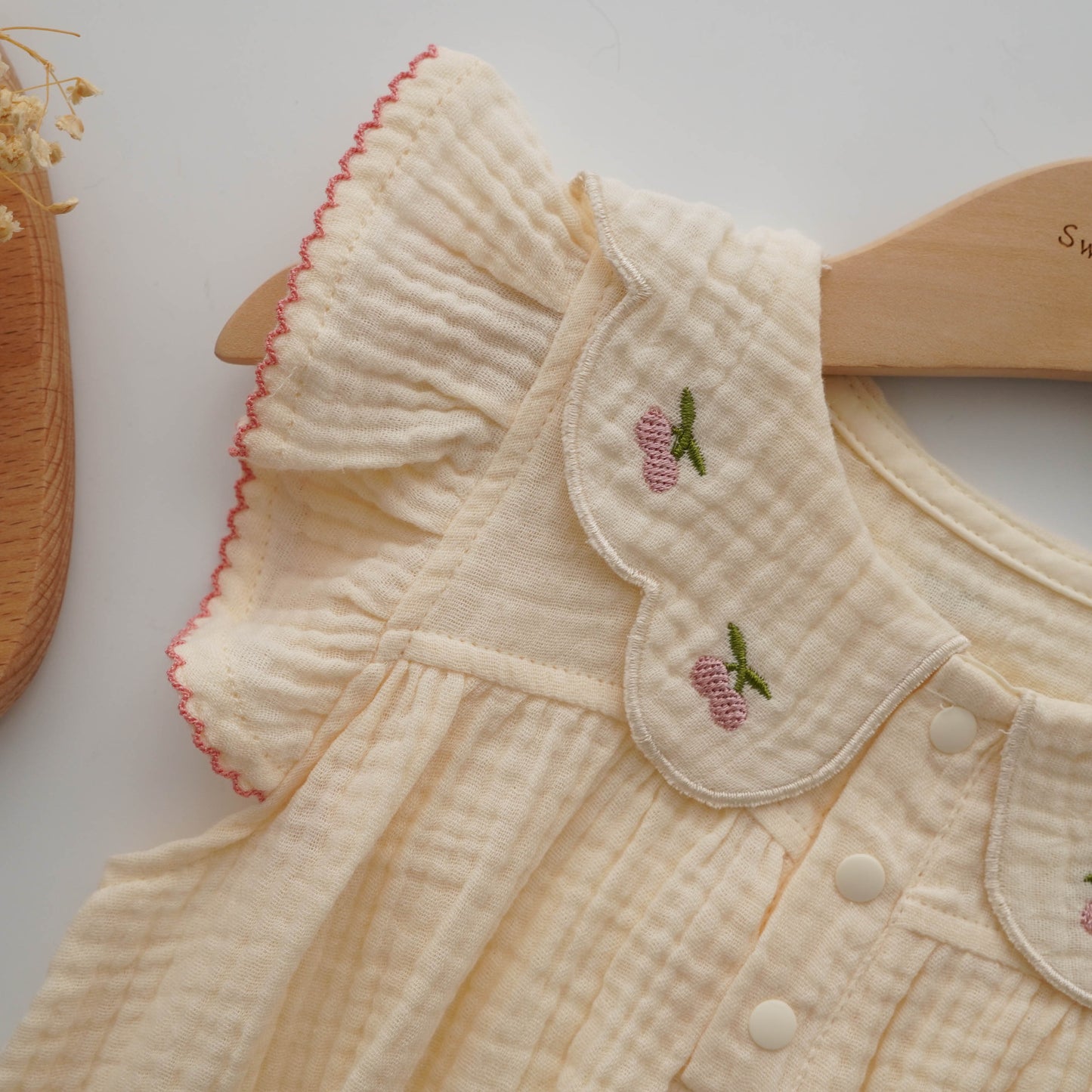 Cherry Cotton Romper with Hairband