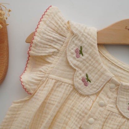 Cherry Cotton Romper with Hairband