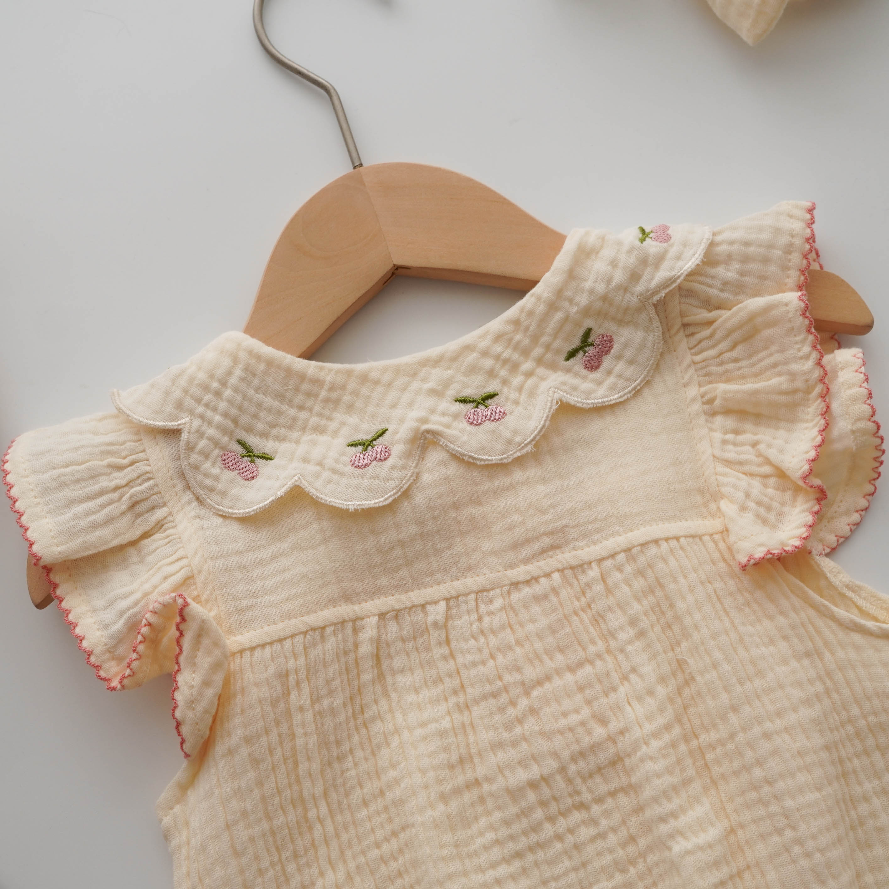Cherry Cotton Romper with Hairband