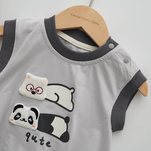 Laying Panda & Friends Romper
