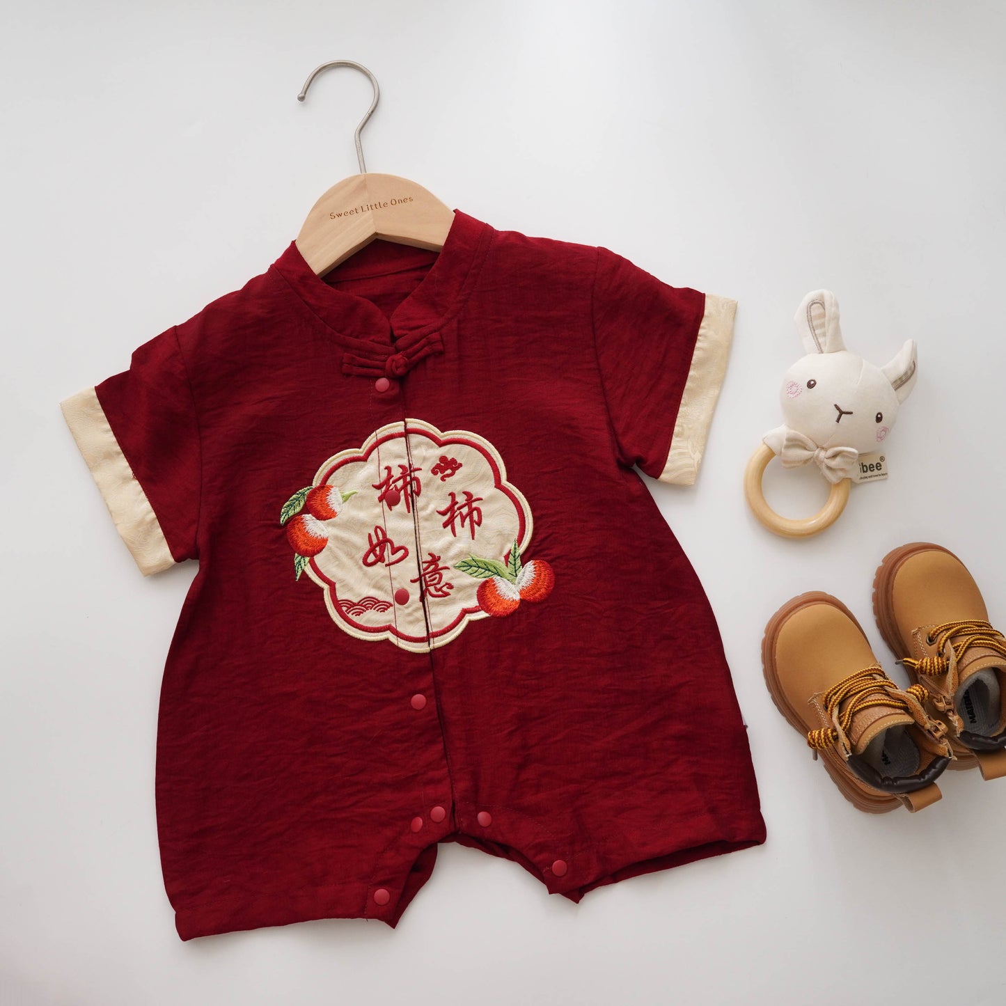 Embroidery Tangerine Chinese Romper