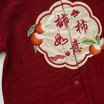 Embroidery Tangerine Chinese Romper