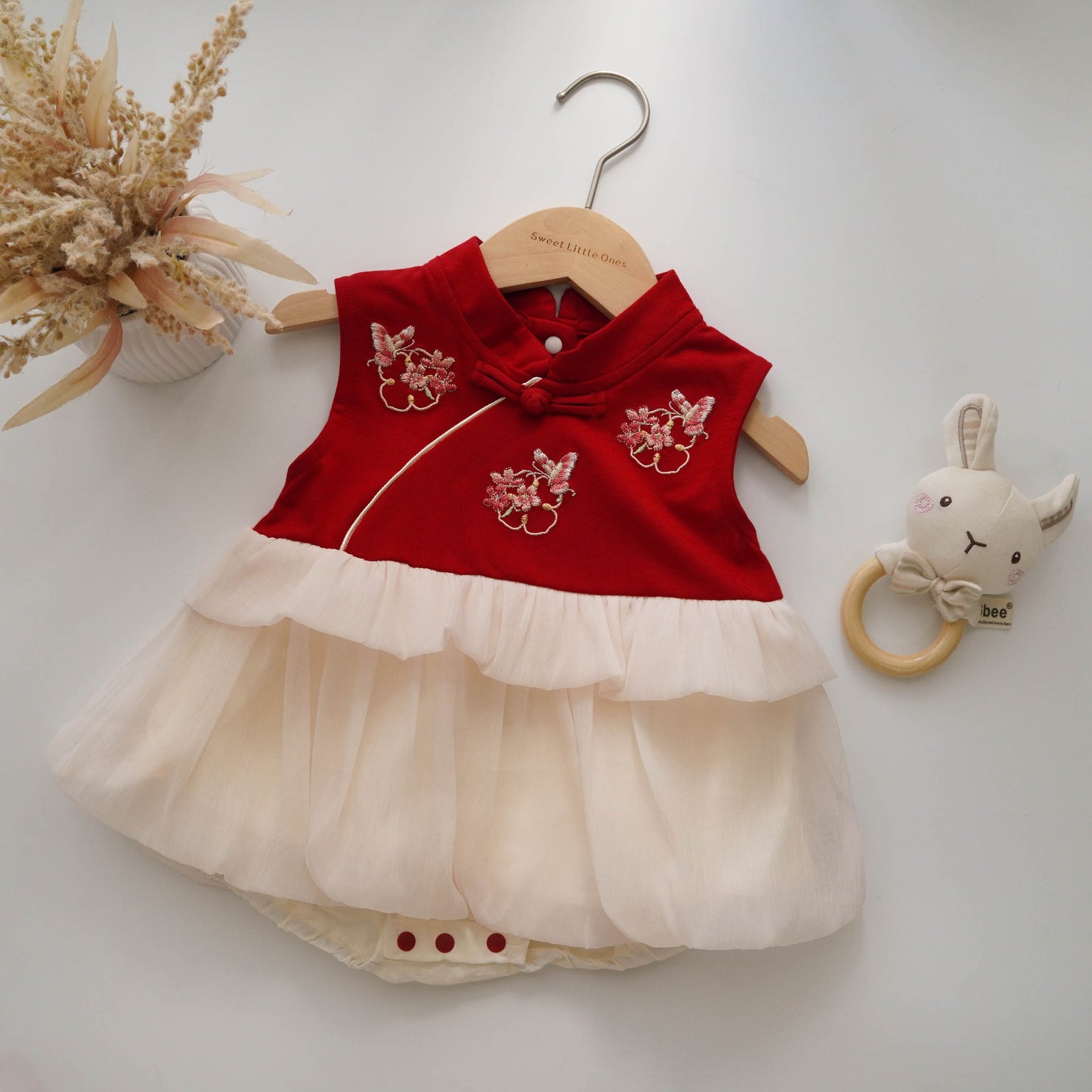 Embroidery Butterfly Chinese Romper