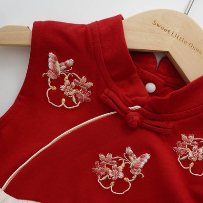 Embroidery Butterfly Chinese Romper
