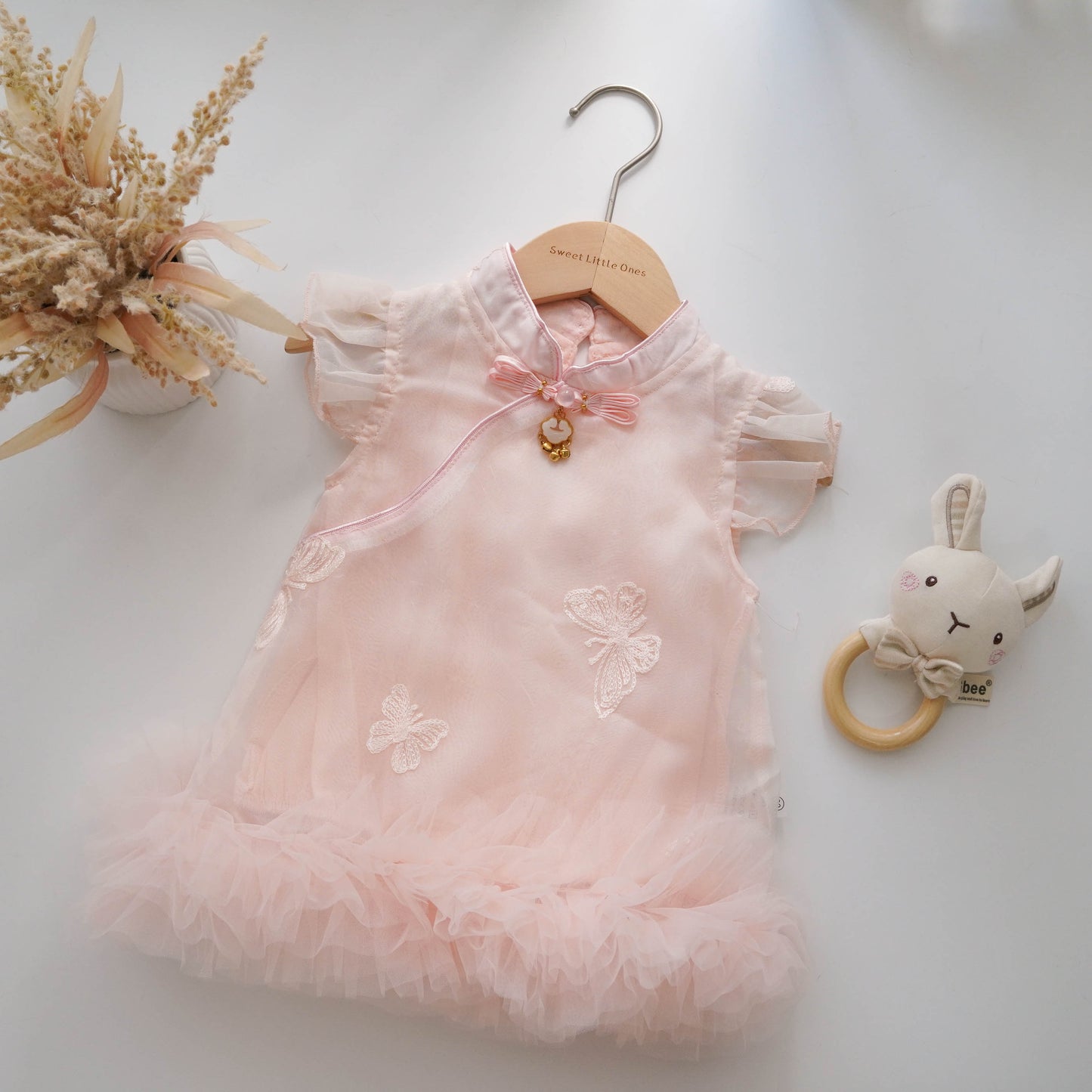 Pastel Pink Mesh Chinese Romper