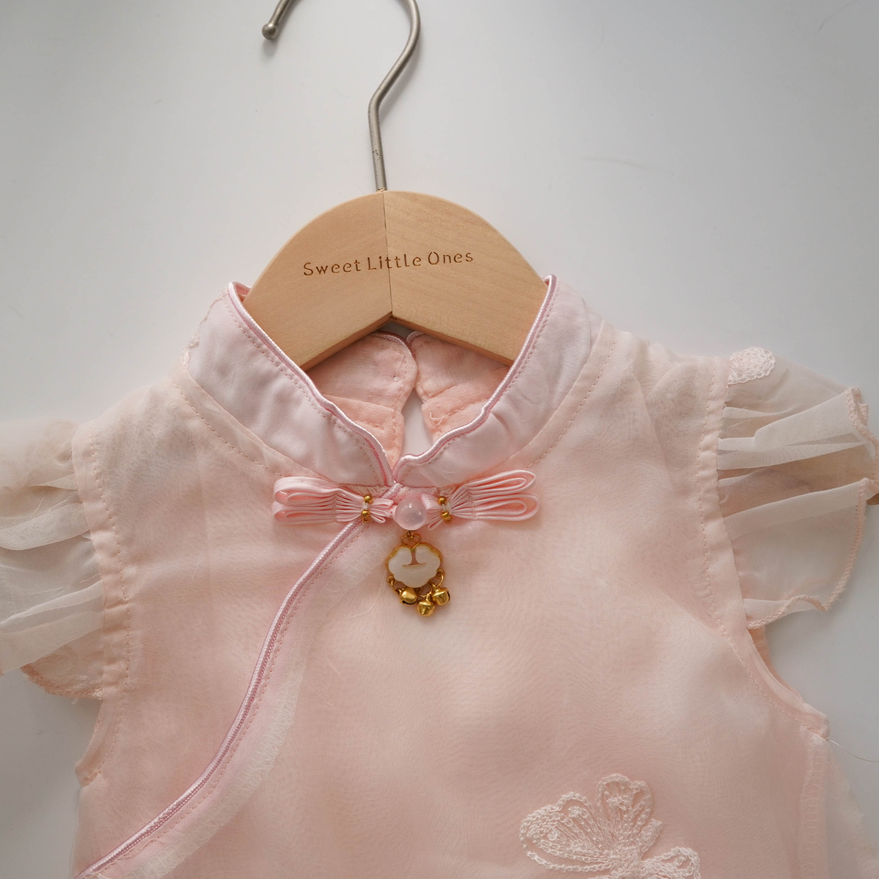 Pastel Pink Mesh Chinese Romper