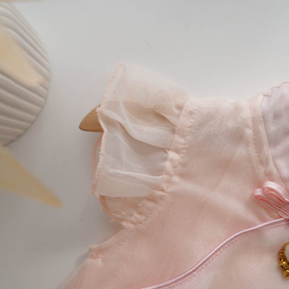 Pastel Pink Mesh Chinese Romper