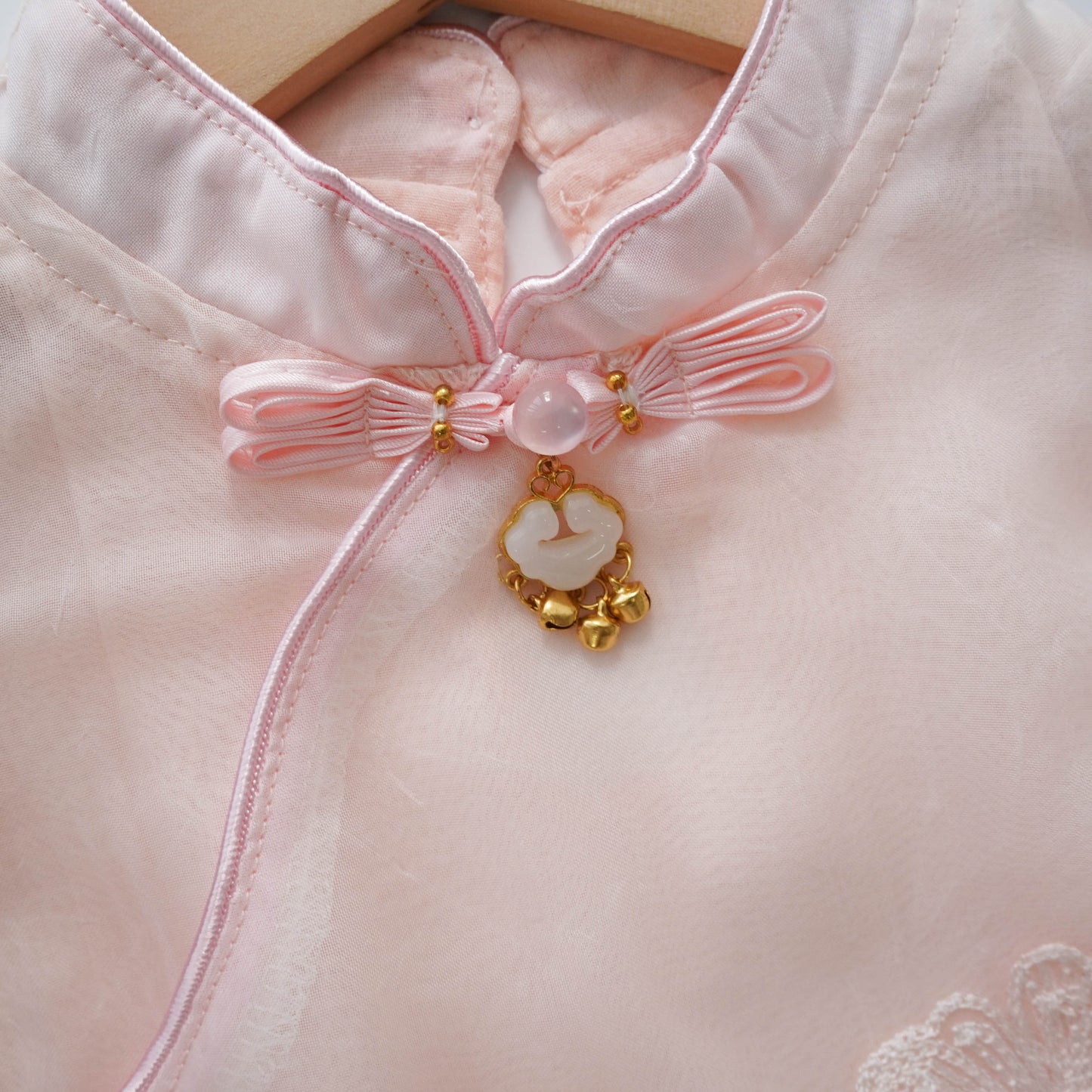Pastel Pink Mesh Chinese Romper