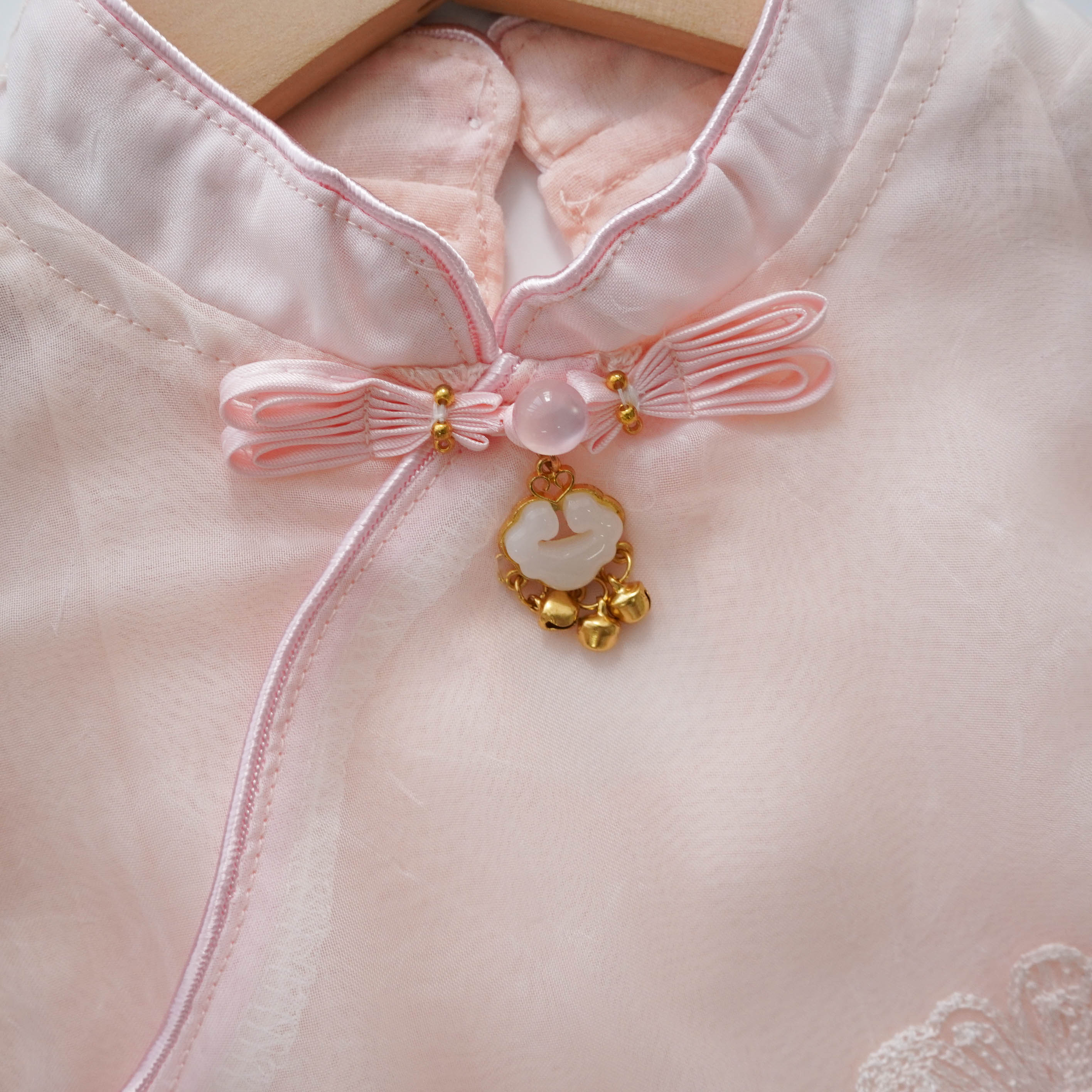 Pastel Pink Mesh Chinese Romper