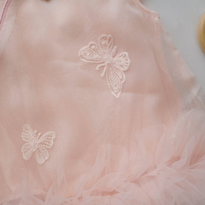 Pastel Pink Mesh Chinese Romper