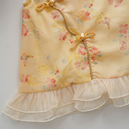 Summer Gold Modern Cheongsam Romper