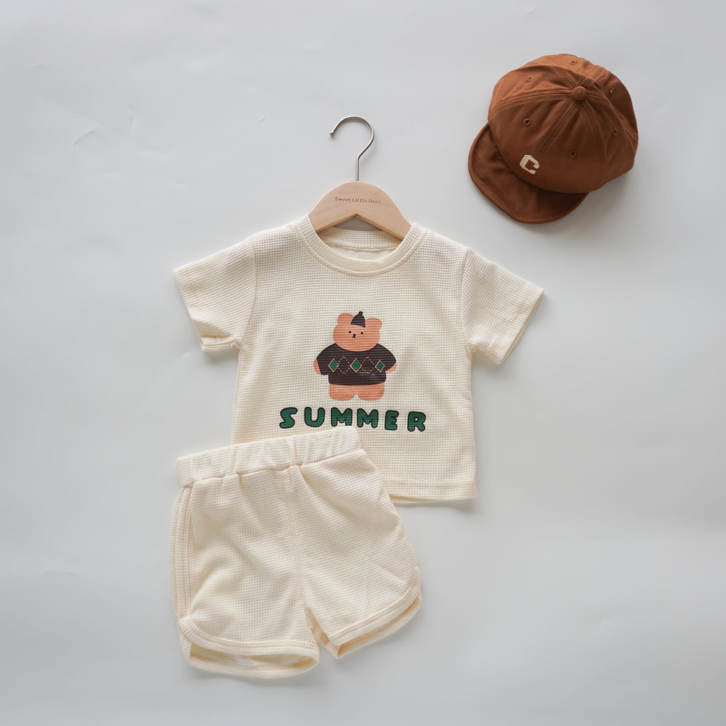 Summer Bear Waffle Two Pieces Set